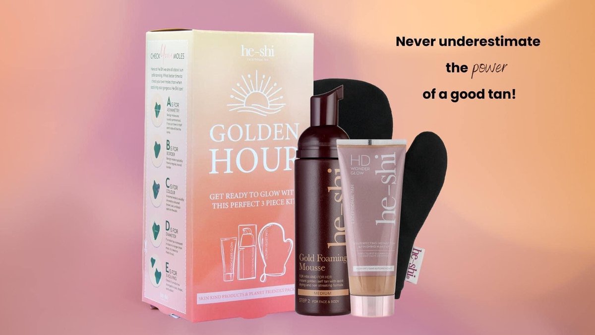 Goedkoopste He-Shi Golden Hour get ready to glow self tanning kit