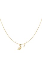Yehwang | Collier or avec lune | collier avec perle