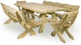 MaximaVida houten tuinset Provence 200 cm met 1 tafel en 2 stoelen en 2 banken