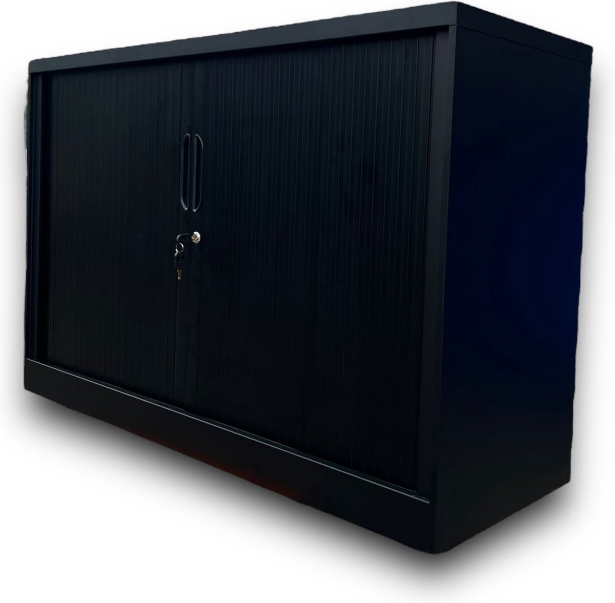 Nieuwe archiefkast/roldeurkast (staal) mat zwart (80x120x45) – Incl. slot