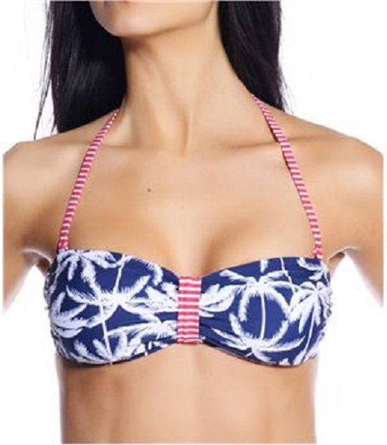 Esprit - Sunset Beach - gewatteerde bandeau bikini top navyblauw - maat 36 / S