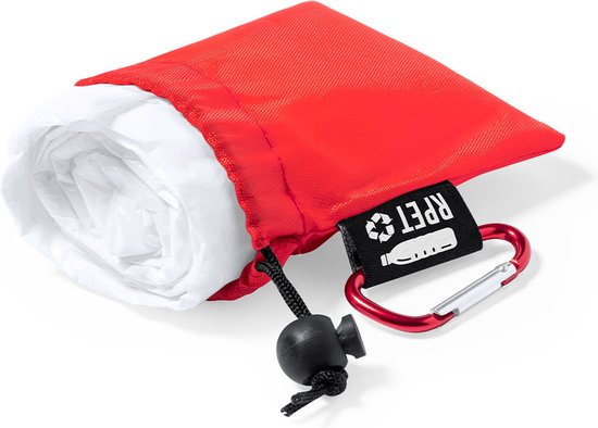 Poncho - Poncho de pluie - Imperméable - Vêtements de pluie - Jetable - Avec sac de rangement et mousqueton - blanc - rouge