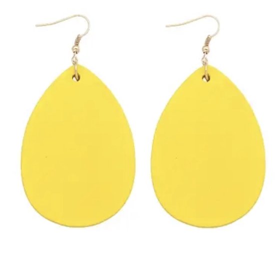 Zilveren -oorhangers- Hout -geel-7.5 cm- Charme Bijoux
