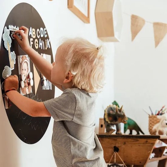 FERFLEX® - Rond magneetbord - zwart - magnetische muursticker - krijtbord - magneetbord kinderkamer