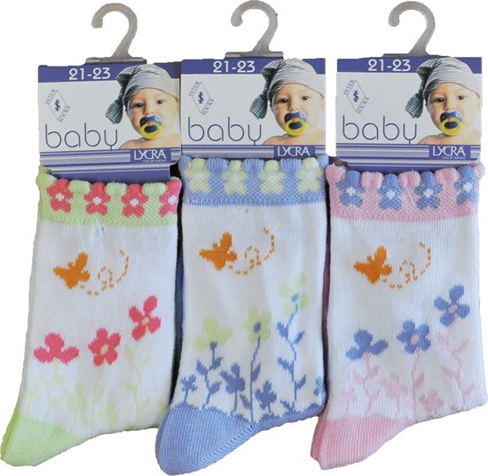Baby / kinder sokjes spring - 19/20 - meisjes - 90% katoen - naadloos - 12 PAAR - chaussettes socks