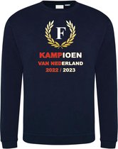 Sweater Krans Kampioen 2022-2023 | Feyenoord Supporter | Shirt Kampioen | Kampioensshirt | Navy | maat XL