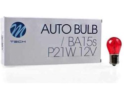 M-Tech P21W BA15s 12V 21W - Basic - Rood - 10 stuks