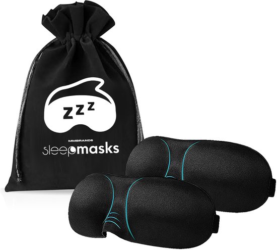 MM Brands 2 Stuks Luxe Slaapmasker - 3D Ergonomisch - 100% Verduisterend - Oog Masker - Nachtmasker