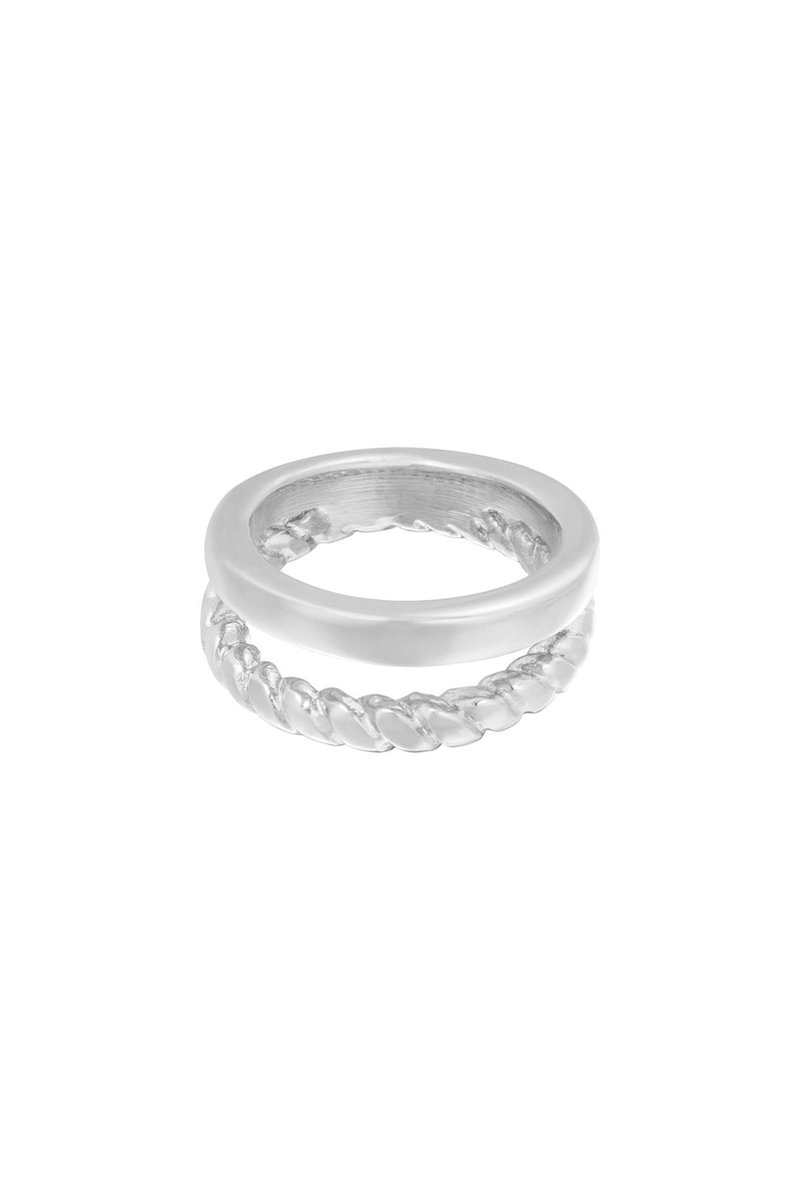 Ring- Doubled -Zilver- Stainless Steel - Moederdag cadeautje - cadeau voor haar - mama -yehwang- 18