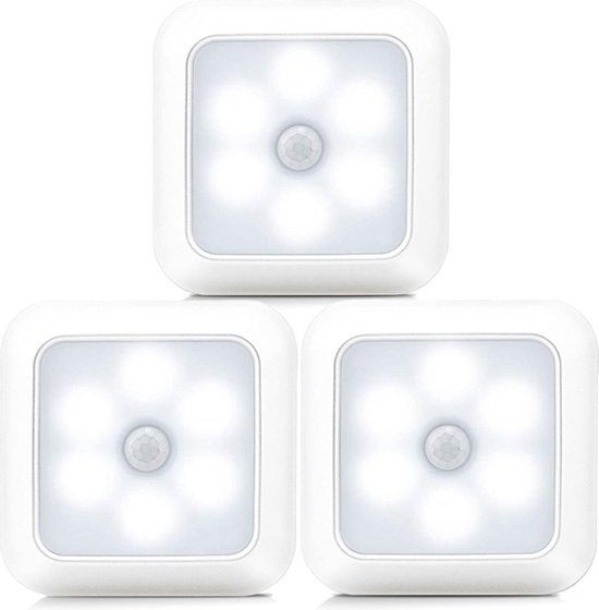 LED Lamp met Bewegingssensor - 3 stuks - Warm Wit - Nachtlamp op Batterij - Draadloos Sensor - Kastverlichting - Trapverlichting - Nachtlampje - Aluminium - 22 mm