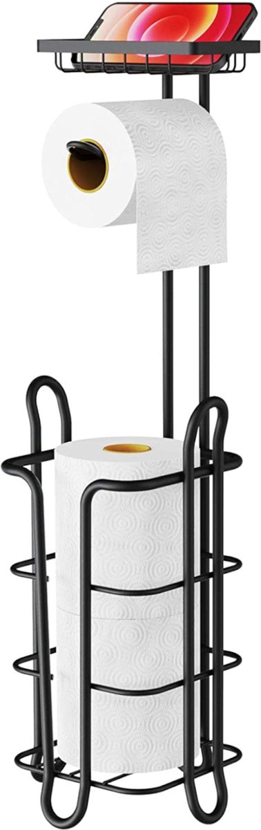 WC Rolhouder – WC Rolhouder staand – Toiletpapier Houder – Toiletrol Houder Staand – WC Papier Houder – Vrijstaand – Zwart