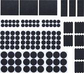 Relaxdays anti-kras viltjes - zelfklevend - set van 204 - 6 groottes - meubelonderzetters - zwart