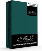Zavelo Hoeslaken Katoen Satijn Donker Groen - Lits-jumeaux (160x200 cm) - Soepel & Zijdezacht - 100% Katoensatijn