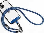 Cordon téléphonique universel - Chaîne téléphonique avec clip - Avec cordon détachable - Cordon de 40 cm - Bleu foncé