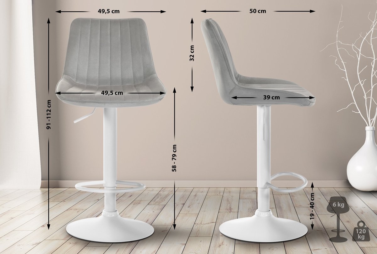 Barkruk Lazio fluweel donkergroen wit | 322744