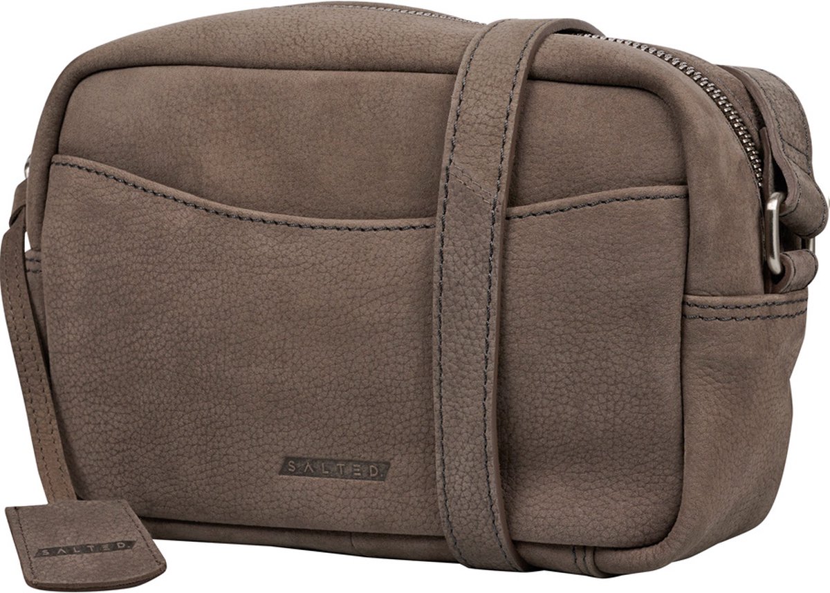 Salted Leren Dames Schoudertasje - Crossover - Camerabag - Nubuck Leer - Taupe