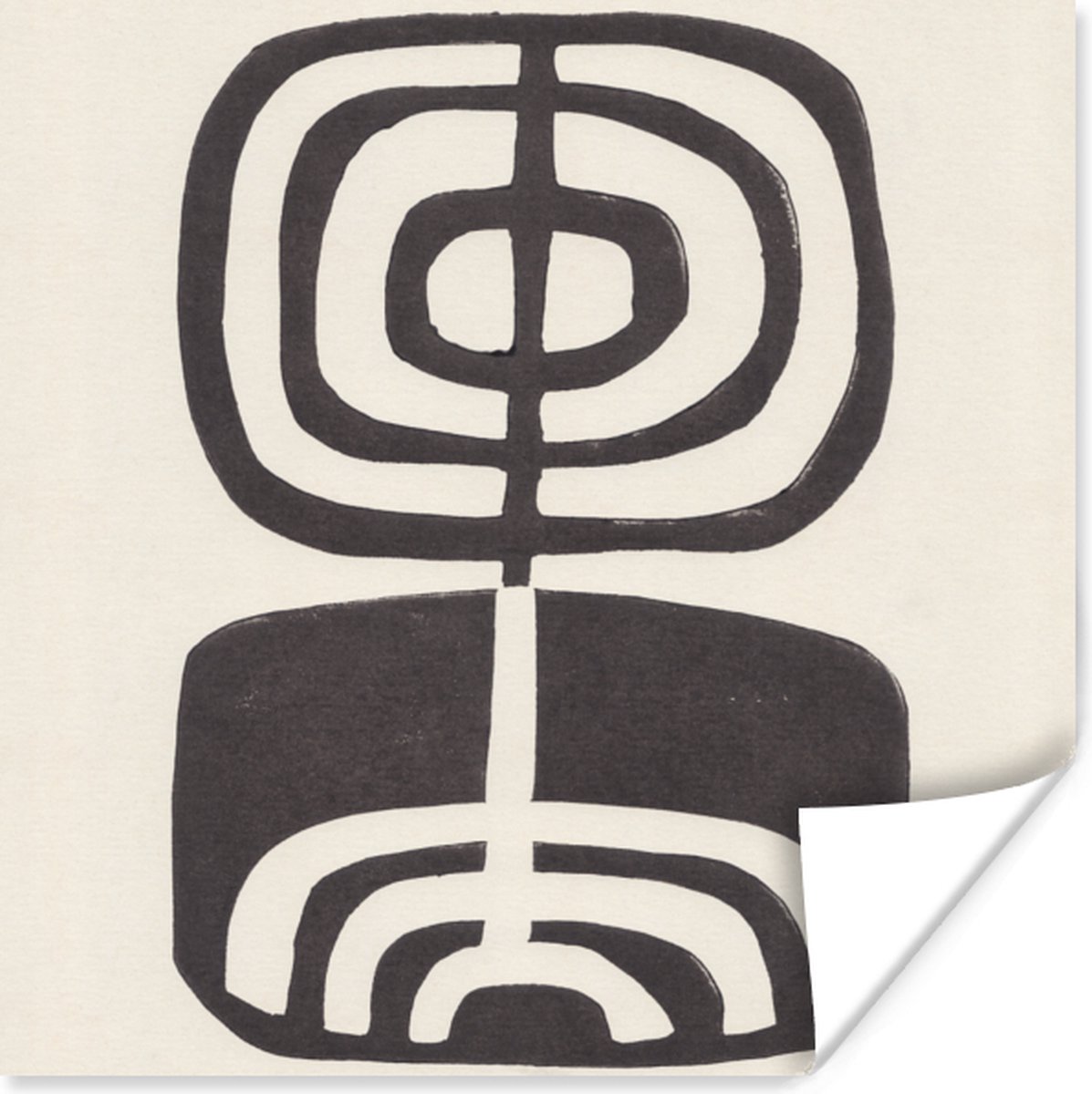 Poster Abstract - Zwart - Bloem - Plant - 75x75 cm
