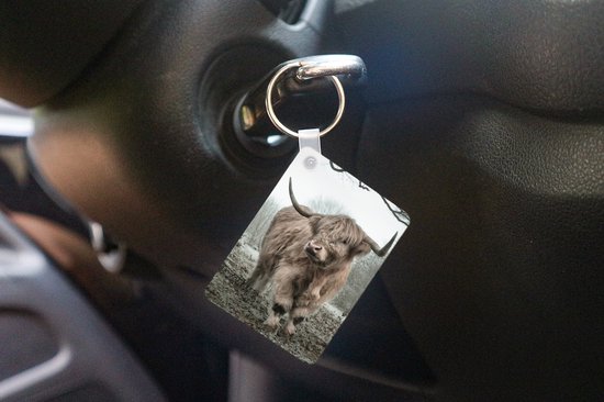 Porte-clés - Scottish Highlander - Forêt - Brume - Vache - Animaux - Nature - Cadeaux - Plastique