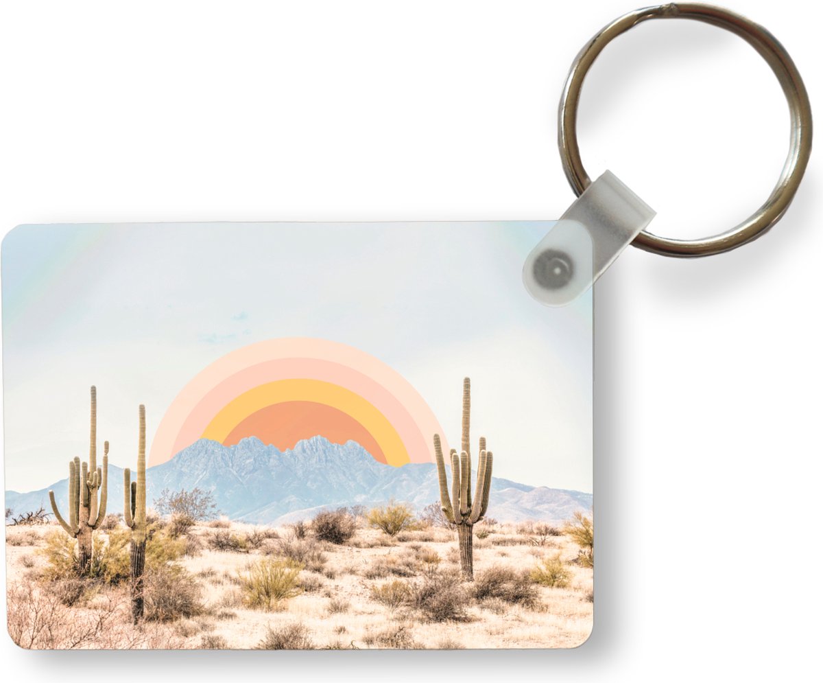 Porte-clés Cactus Et Soleil Souriant – Déco Mignonne Pour Sacs Et Clés – Cadeau Original Pour Amoureux De La Nature