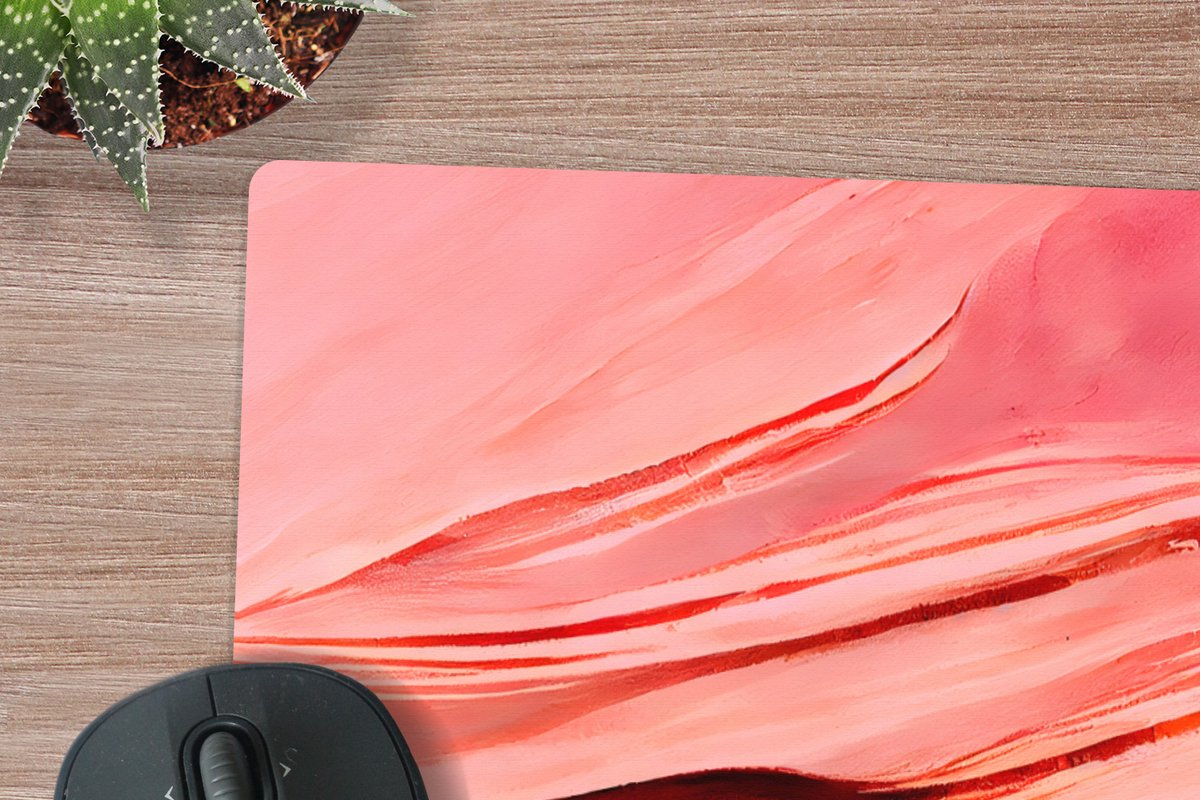 Muismat XXL 80x60 cm - Bureau onderlegger - Bureau mat Abstract - Roze - Pastel - Vormen - Bureaumat - Gaming mousepad xl - Bureaulegger groot - Computer deskmat