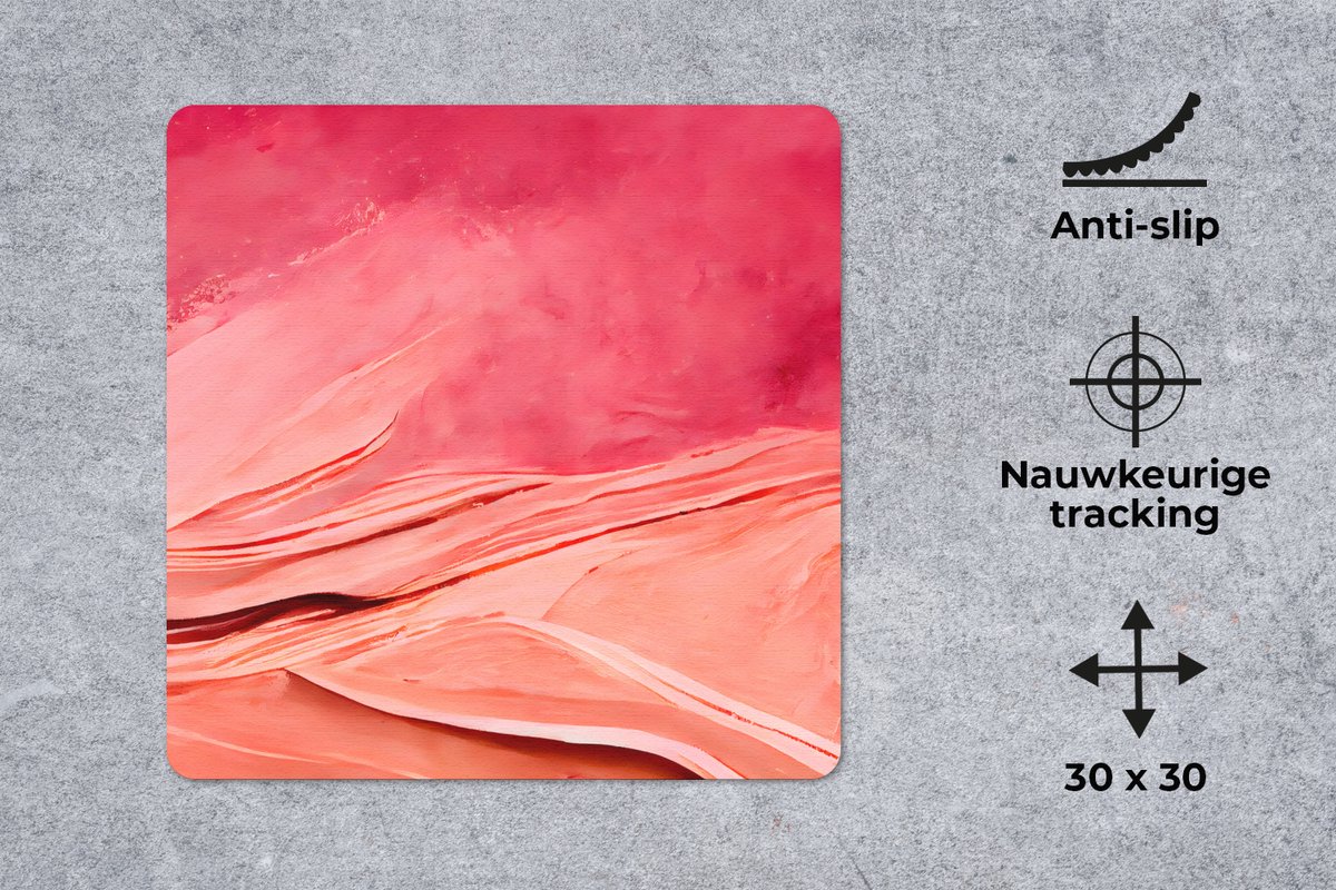 Muismat 30x30 cm - Mousepad Abstract - Roze - Pastel - Vormen - Muismatten