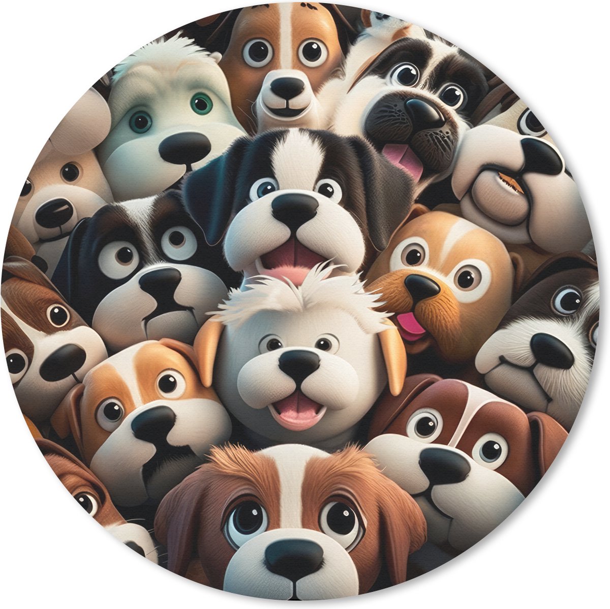Muismat rond 50x50 cm - Mousepad Hond - Dieren - Patronen - Bruin - Meisjes - Jongens - Ronde muismatten