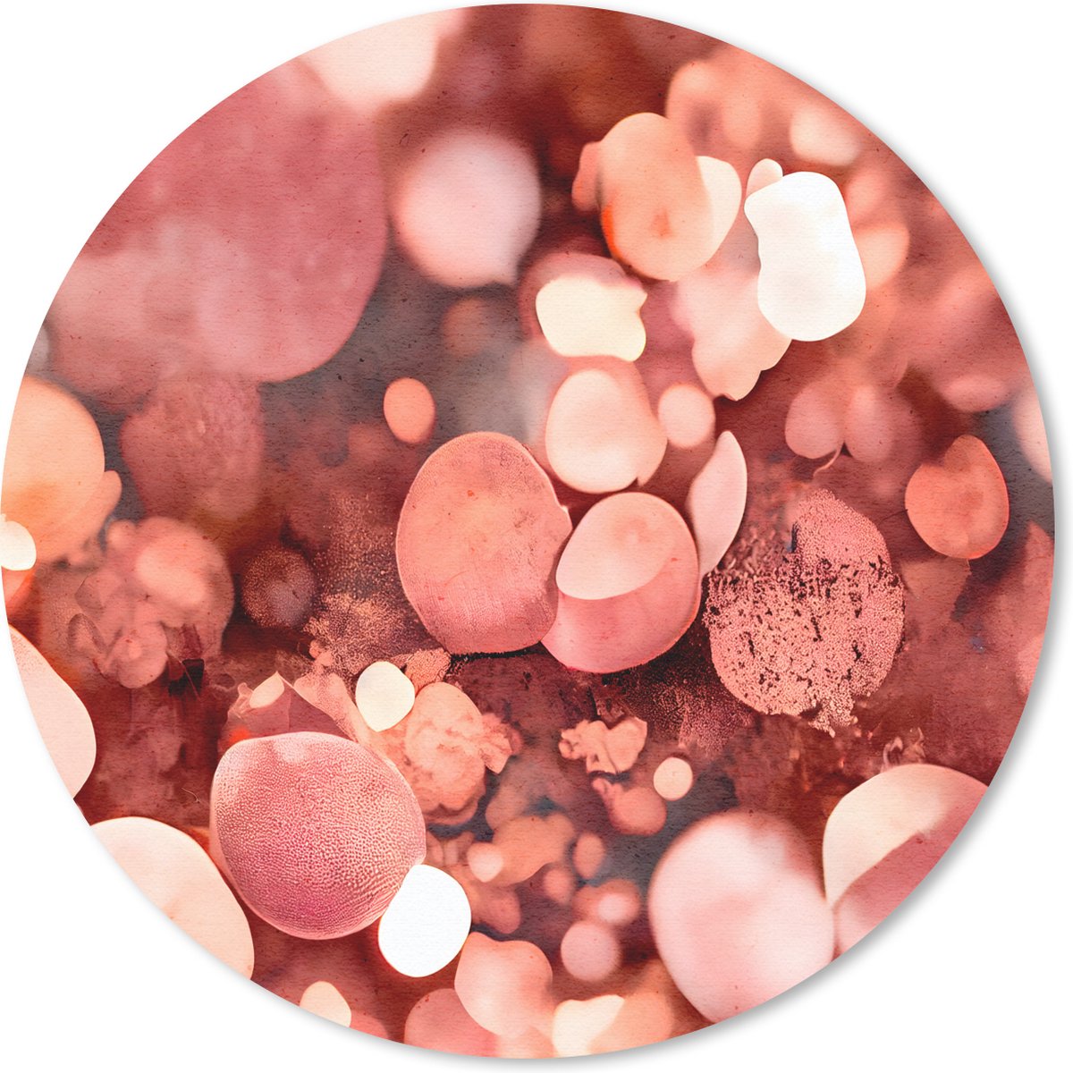 Muismat rond 50x50 cm - Mousepad Abstract - Glitter - Roze - Luxe - Ronde muismatten