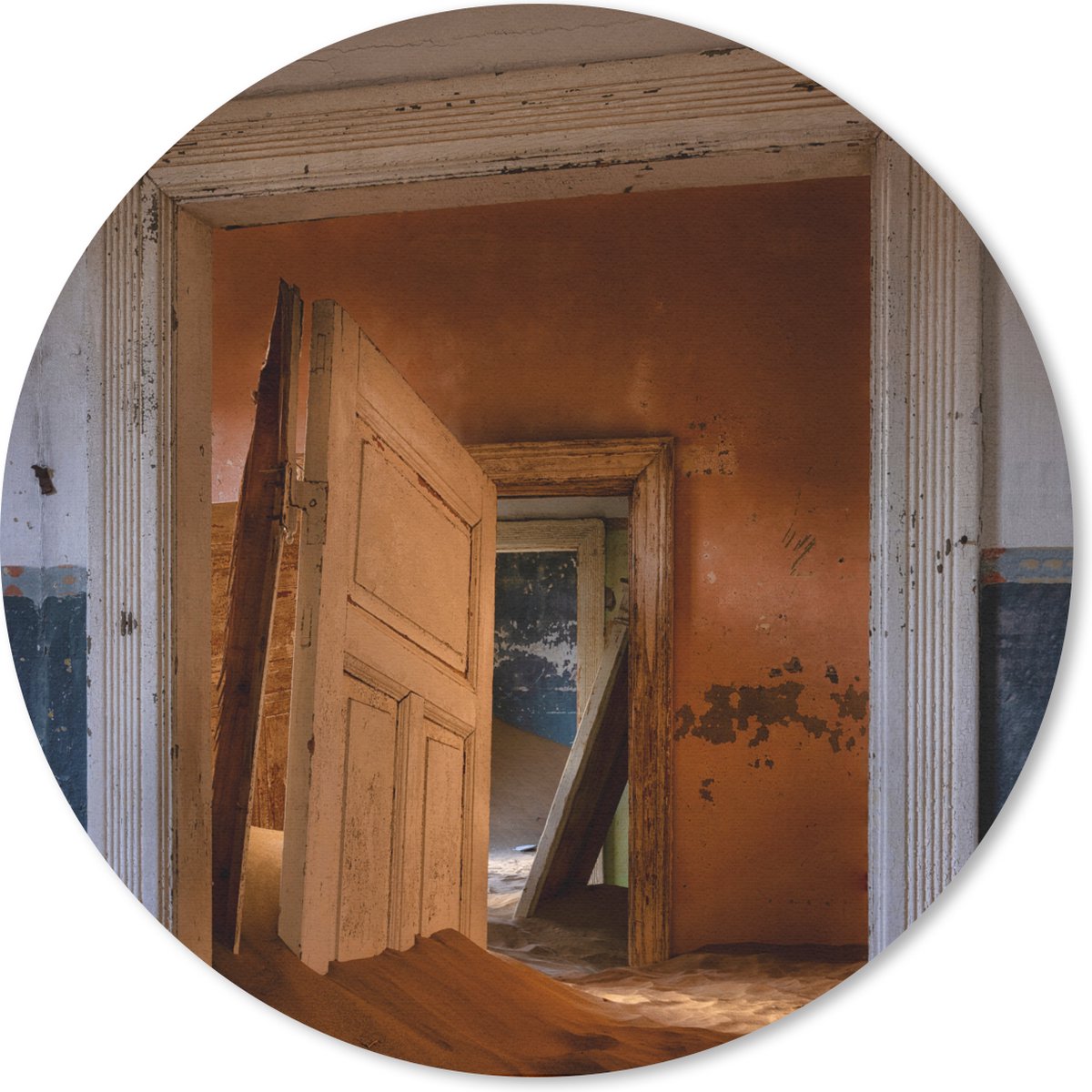 Muismat rond 50x50 cm - Mousepad Deur - Zand - Huis - Architectuur - Ronde muismatten