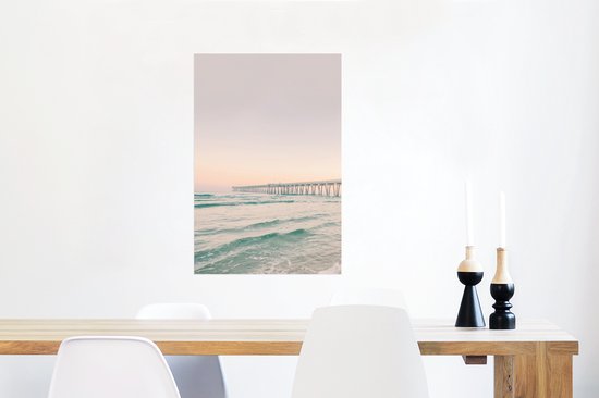 Poster Zee - Strand - Brug - Natuur - Zonsondergang - 60x90 cm