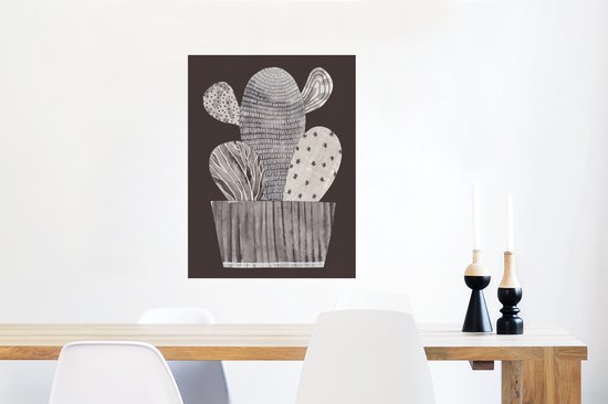 Poster Cactus - Plant - Stippen - Strepen - 60x80 cm