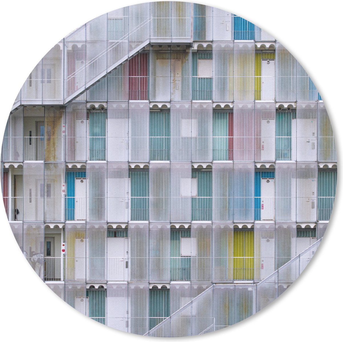 Muismat rond 40x40 cm - Mousepad Appartementen - Deuren - Architectuur - Trappen - Ronde muismatten