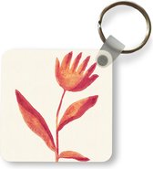Sleutelhanger - Uitdeelcadeautjes - Bloemen - Plant - Rood - Pastel - Plastic