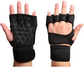 Wow Peach - Sport Fitness Handschoenen - Krachttraining - Crossfit - Grip Gloves - Unisex - Zwart - Maat: Large