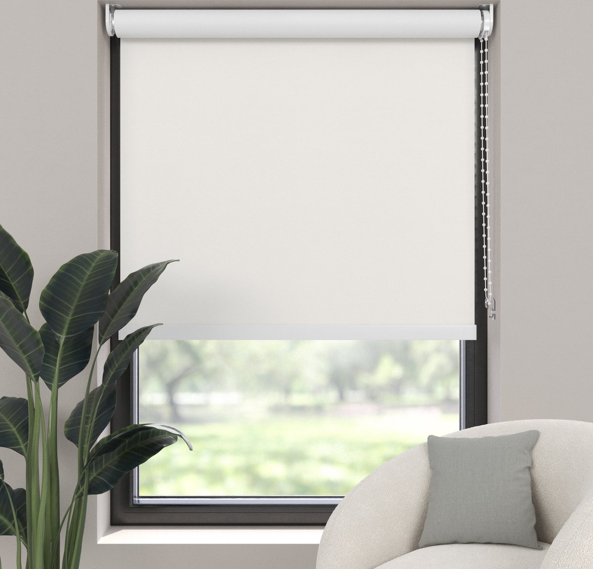Dutchblinds Rolgordijn - verduisterend - Off White - 140x190cm - Raamdecoratie op maat