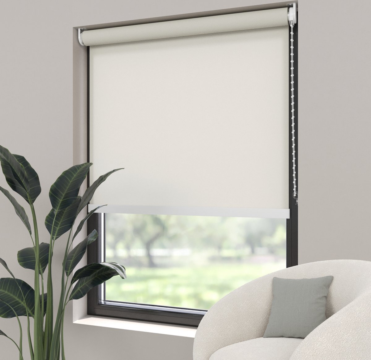 Dutchblinds Rolgordijn - lichtdoorlatend - Parel Wit - 70x190cm - Raamdecoratie op maat
