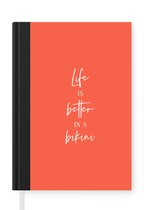 Notitieboek - Schrijfboek - Life is better in a bikini - Oranje - Quote - Notitieboekje klein - A5 formaat - Schrijfblok