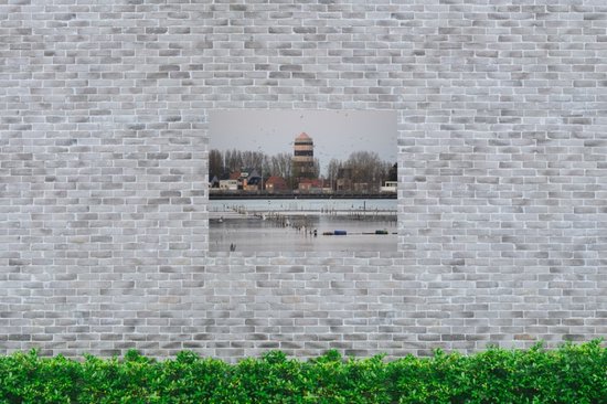 Bredene - Wanddecoratie Metaal - Aluminium Schilderij Industrieel - Bredene watertoren - Spuikom - 80x120 cm - Vaderdag - Foto op aluminium - Industriële muurdecoratie