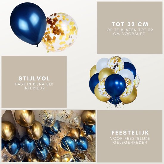 Gekleurde Blauwe, Witte En Gouden Ballonnen En Gouden Confetti Op Een Blauwe Achtergrond Kleurrijke Verjaardag Verjaardag Achtergrond Vector 5782570
