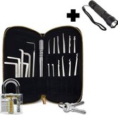 SONTRIX Lockpick Set - 22 Pièces - Incl. Lampe de poche et cadenas d'entraînement - Lockpick - Kit de Survie - Acier inoxydable