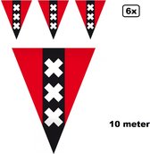 6x Amsterdam Vlaggenlijn - 10 meter - Vlaglijn hoofdstad festival 020 thema feest ajax vlag stad steden