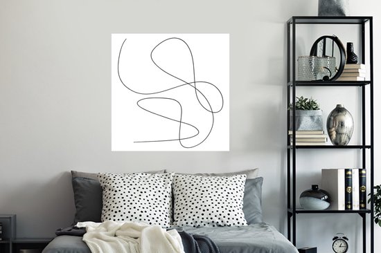 Muurstickers - Sticker Folie - Line art - Minimalisme - Abstract - 100x100 cm - Plakfolie - Muurstickers Kinderkamer - Zelfklevend Behang XXL - Zelfklevend behangpapier - Stickerfolie