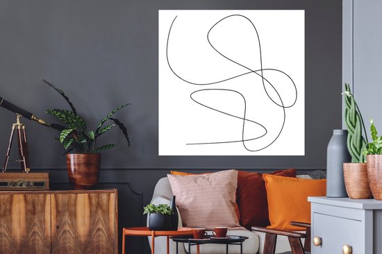 Muurstickers - Sticker Folie - Line art - Minimalisme - Abstract - 100x100 cm - Plakfolie - Muurstickers Kinderkamer - Zelfklevend Behang XXL - Zelfklevend behangpapier - Stickerfolie
