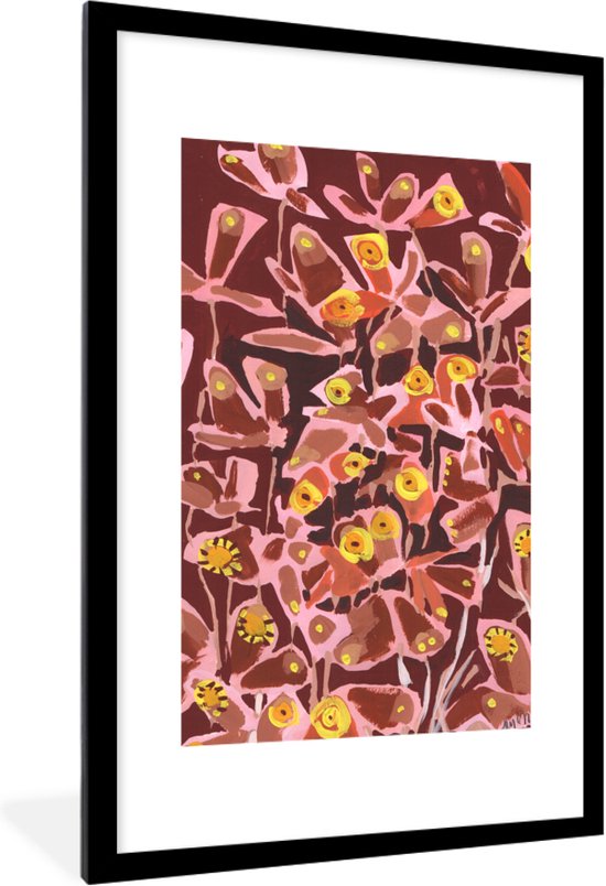 Fotolijst incl. Poster - Bruin - Retro - Vlinders - Dieren - Hippie - 40x60 cm - Posterlijst