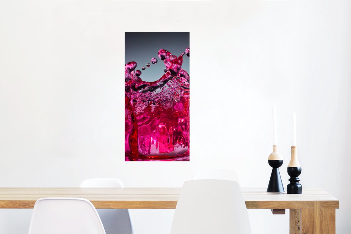 Poster Water - Abstract - Roze - Druppels - 40x80 cm