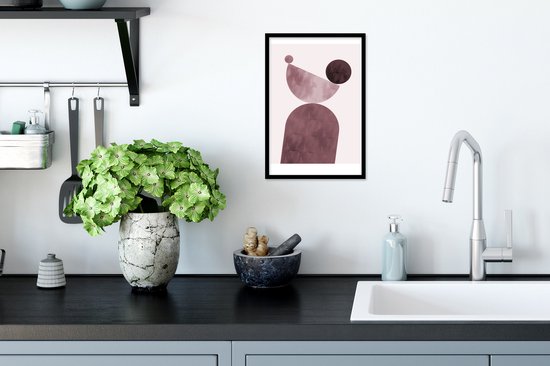 Cadre photo avec affiche - Formes - Abstrait - Pastel - Rose - 20x30 cm - Cadre pour affiche