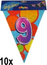 10x Age flag line 9 ans - Flag line party festival abraham sara flags anniversaire anniversaire age
