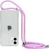 Mobiparts Lanyard Case geschikt voor Apple iPhone 12 Mini - Roze Paars Transparant