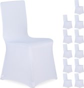 Relaxdays 12x housses de chaise blanc - housse de chaise extensible - ensemble de housses de chaise - housse de meuble chaise