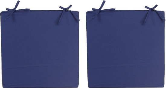 6x Stoelkussens voor binnen- en buitenstoelen in de kleur donkerblauw 40 x 40 cm - Tuinstoelen kussens