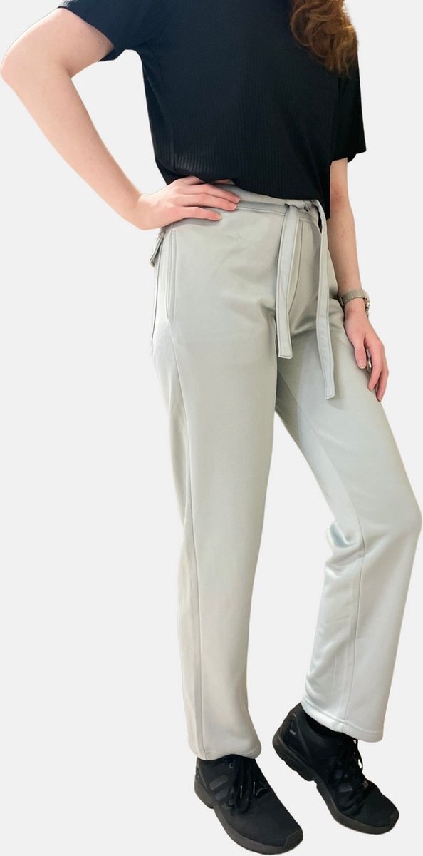 La Pèra Broek – Katoen – Elastische Taille – Wijde Pijpen – Hoge Taille – Dames – Loungewear - Grijs - XL